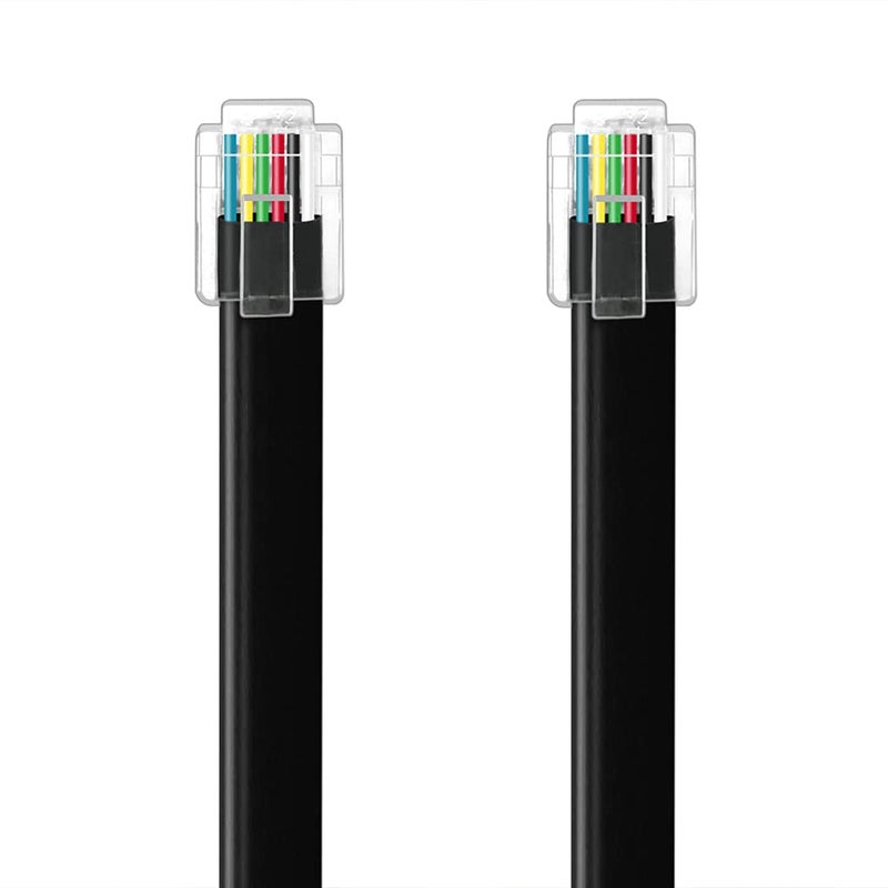 NECABLES 2Pack 6 Inch Short RJ12 Cable Short Phone Cord RJ12 6P6C Male to Male Straight Wired for Both Data and Voice Use Black - 6in - Image 2